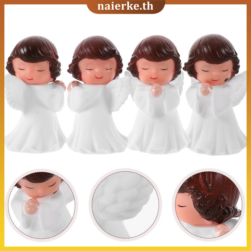 ชุดตุ๊กตาแองเจลส์ 4 ชิ้น Willow Tree สำหรับตกแต่งบ้านและเค้กวันเกิด