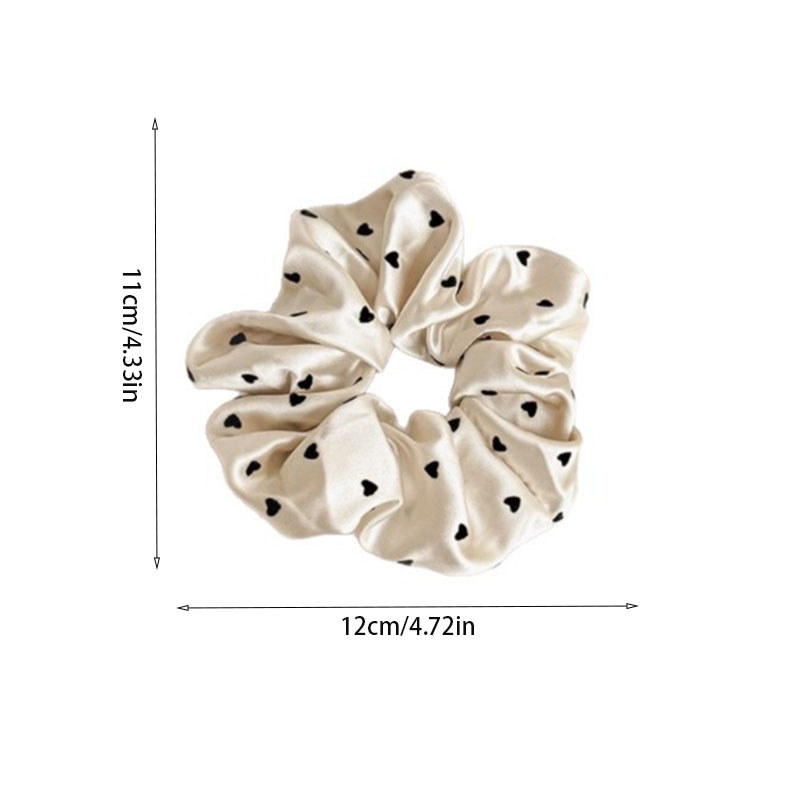 แหวนติดผมลายจุดรูปหัวใจผ้าซาตินเครื่องประดับผม Scrunchie อ่อนโยนและหลากหลาย ราคา ถูกที่สุด ดีลบีเคเค แกลเลอรีภาพที่ 2