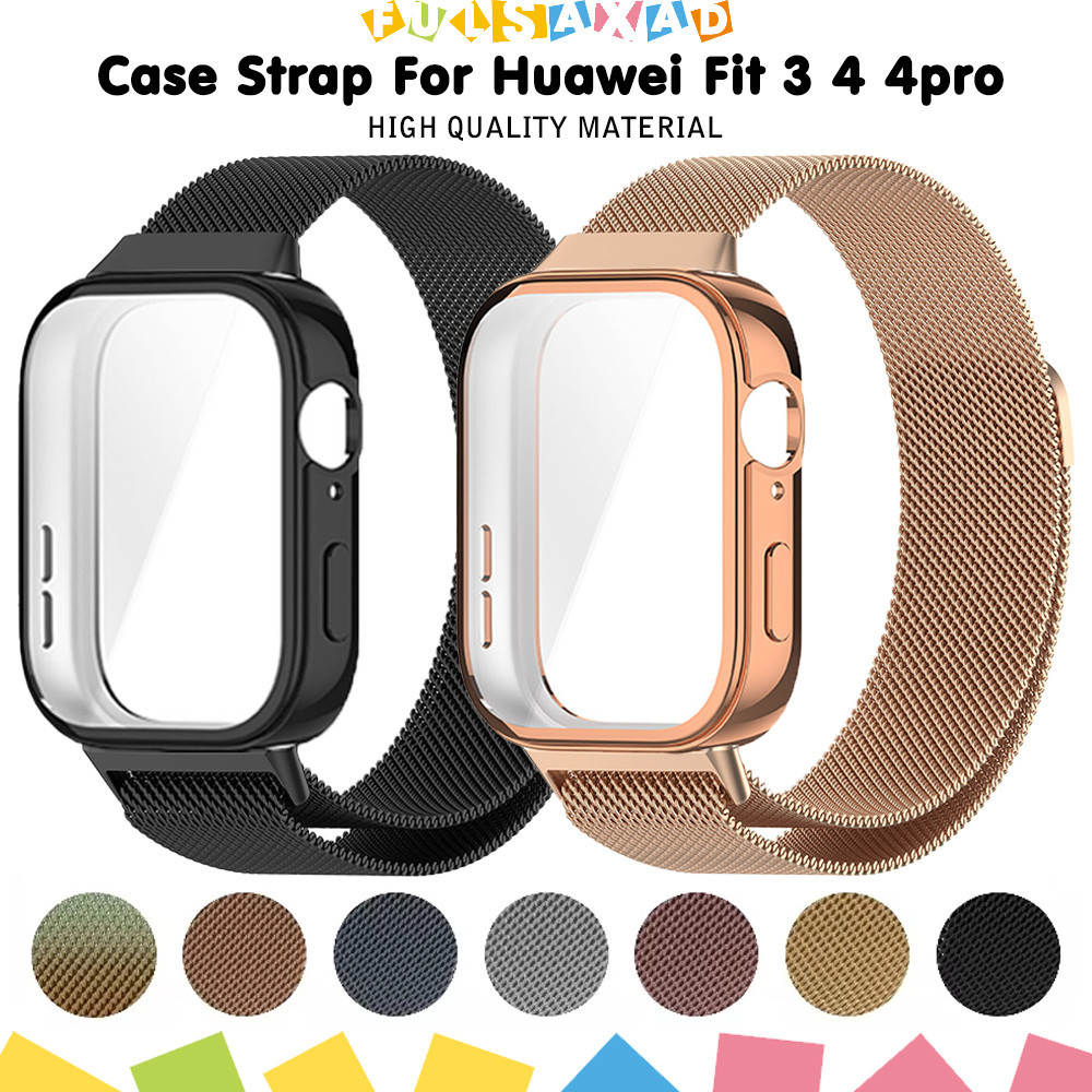 กรณี TPU Milanese Loop สายรัดโลหะสำหรับนาฬิกา for Huawei Fit 4 Pro / Fit 4 / Fit 3 นุ่มป้องกัน Gores สายรัดฝากกันชน