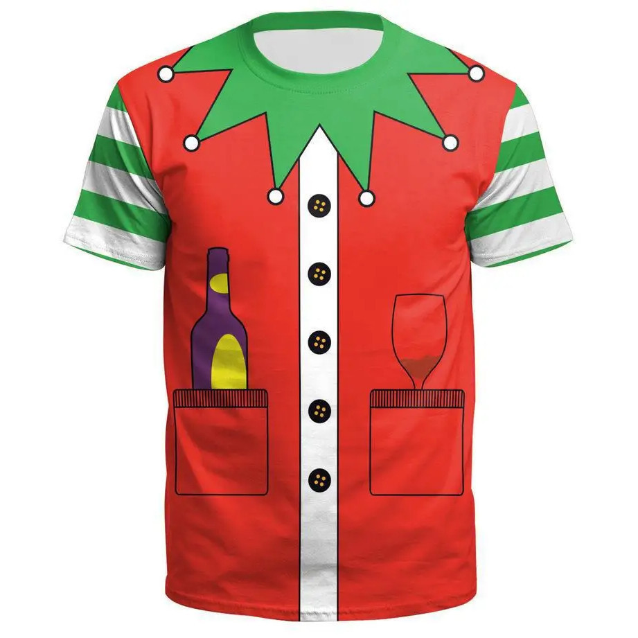 2025 สนุกคริสต์มาส 3D พิมพ์ T เสื้อ Santa Claus วันหยุดพิมพ์แขนสั้น Y2k Casual O-คอ Unisex Streetwea