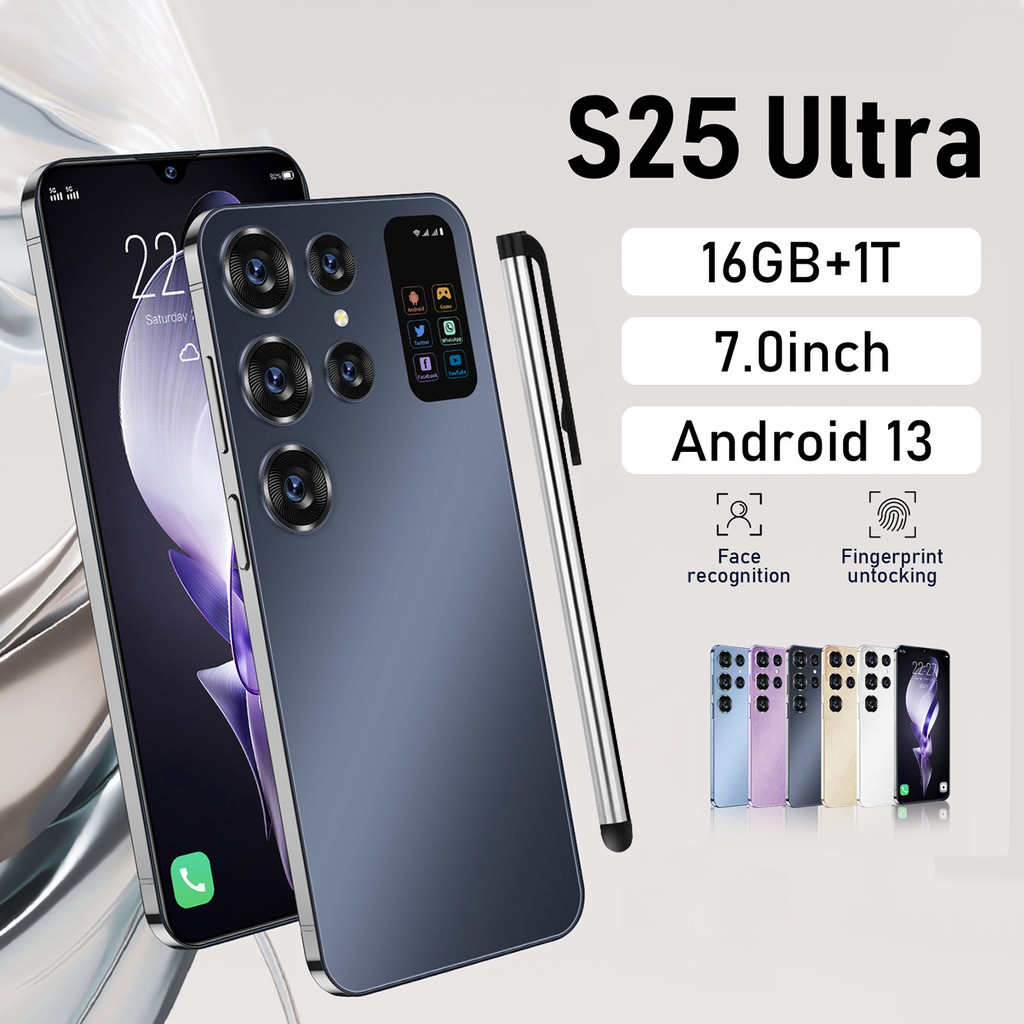 สมาร์ทโฟน S25 Ultra Ready Stock 23cm 1+16 โทรศัพท์ All-in-One จัดส่ง GP2O