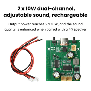 Pcbfun DC5V/3.7V แบตเตอรี่ขับเคลื่อน Tws สเตอริโอ BT เครื่องขยายเสียง 2 * 10W Dual Channel ปรับและชาร์จได้
