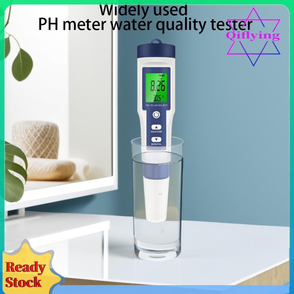 5-in-1 Water Tester Pool Salt Tester ความแม่นยําสูง Digital PH Tester มัลติฟังก์ชั่น PH/EC/TDS/เกลือ