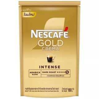 เนสกาแฟโกลด์เครมมากาแฟสำเร็จรูปผสมกาแฟคั่วบดละเอียดถุงตั้ง 180ก Nescafe Gold Crema Doy 180g [8850124000729 ]