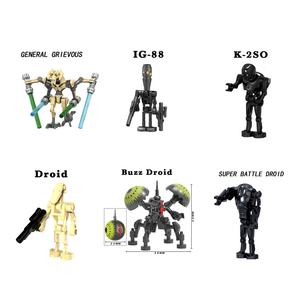 R2-D2 Building Blocks C-3PO ทั่วไป Grievous R4-P17 K-2SO IG