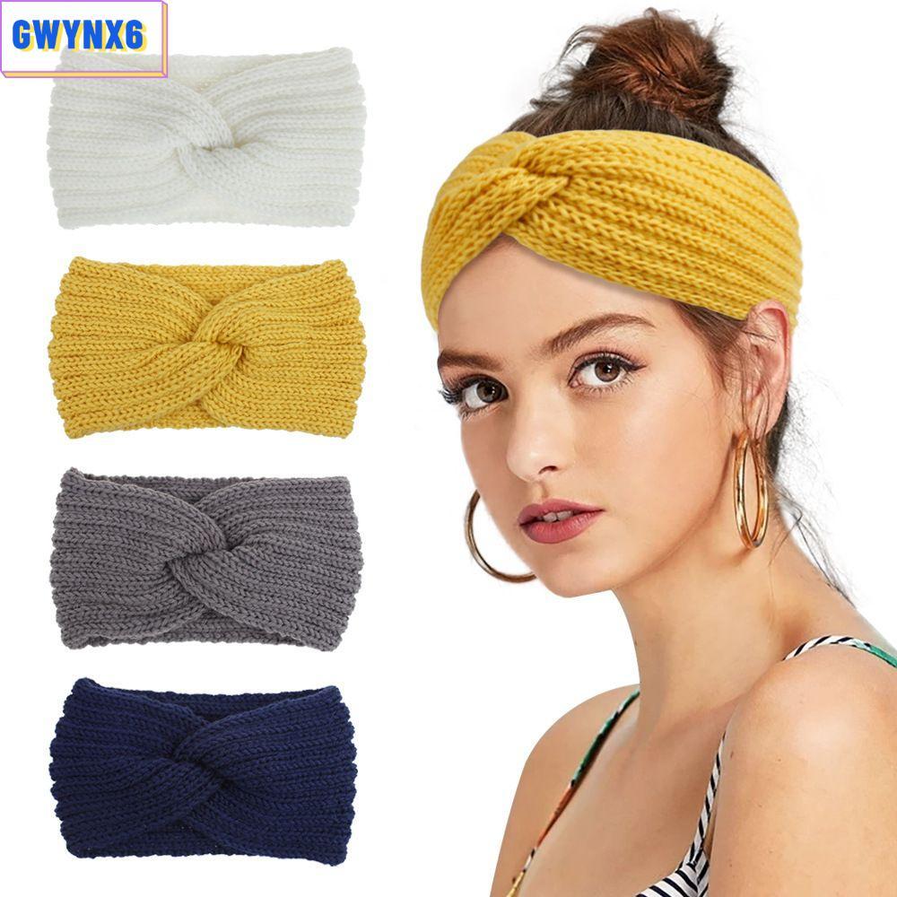 GWYNX6 Cross Knot Hairband ที่คาดผมขนสัตว์ที่อุ่นหู