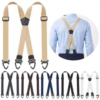 LAMIABOTTE Suspenders, Heavy Duty Y-Type X-Type Elastic Pants Braces, Simple กว้าง 3.8 ซม.พร้อม 3/4 Rotatable Gripper Clasps Retro ปรับ Suspenders ทํางานใช้