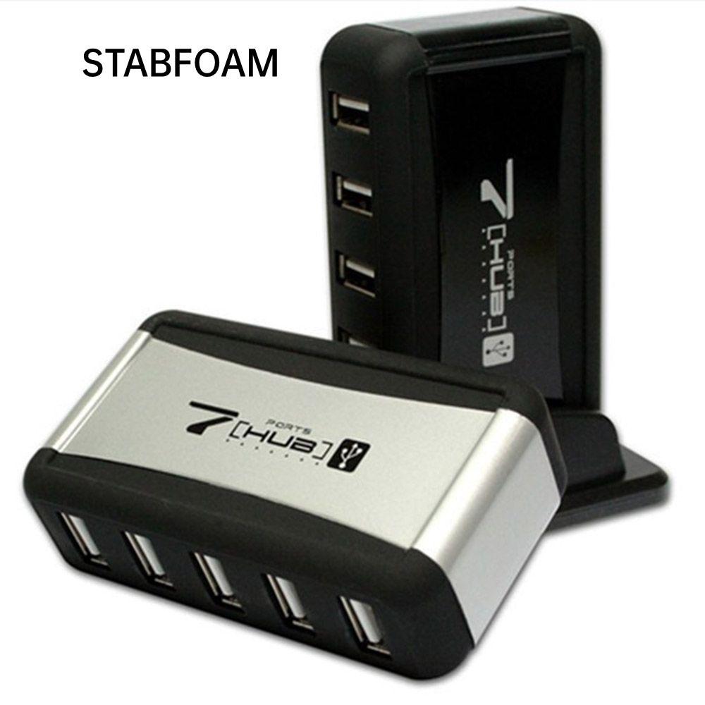 STABFOAM USB 2.0 HUB 7 พอร์ต EU US Plug Connector Converter แบบพกพา 7 พอร์ต Hub พร้อม AC Power