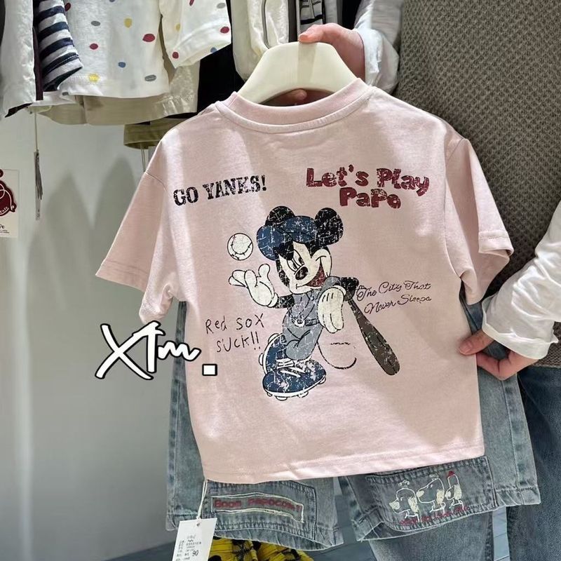 สาวฤดูร้อน Retro Distressed English พิมพ์เสื้อยืดแขนสั้นญี่ปุ่นหลวมเป็นมิตรกับผิวผ้าฝ้ายแท้ด้านบน