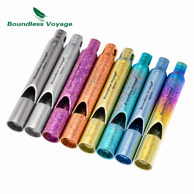 Boundless Voyage ไทเทเนียมนกหวีดอยู่รอดฉุกเฉินพร้อมเชือกเส้นเล็ก,120dB Loud Safety Whistle พวงกุญแจ EDC เกียร์ TI9010O