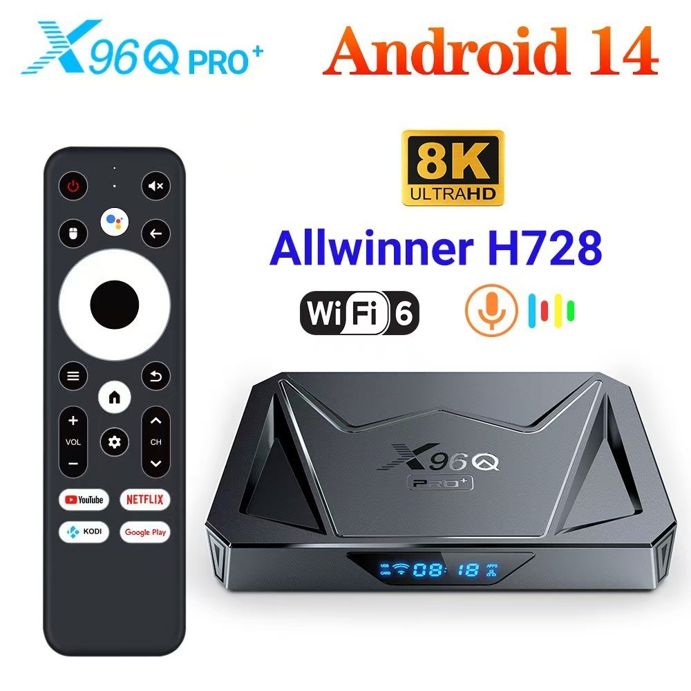 X96Q PRO+H728 Android 14. กล่องทีวี เครื่องเล่นเครือข่าย Android 2G16G 32G64G