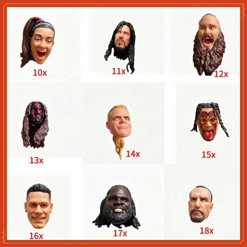 WWE FIGURES Wrestler ตุ๊กตาเปลี่ยนหัวแกะสลักอุปกรณ์เสริม