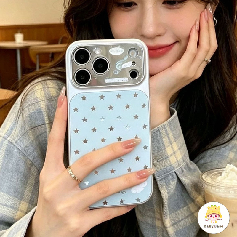 เคสกระจกลายดาวมินิมอล สำหรับ IPhone 17 16 15 14 13 12 11 Pro Max 16 14 15 Plus Air 12 16 13 Pro วัสดุ TPU