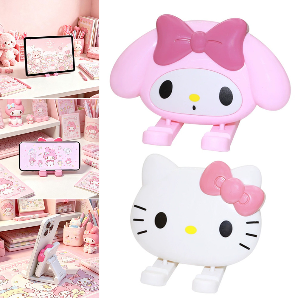 3D การ์ตูน My Melody Hello Kitty ขาตั้งโทรศัพท์หลายมุมปรับโต๊ะ Lazy Holder Universal แท็บเล็ตสนับสนุน Rack