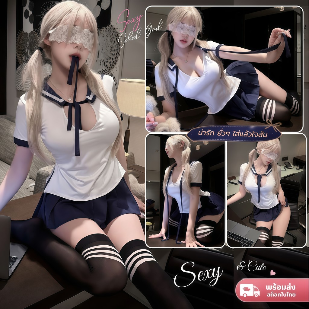 [ส่งด่วน กทม. 3 ชม.ถึง ] LOVE NIGHT ชุดเซ็กซี่ผู้หญิง ชุดนักเรียนคอสเพลย์ #M-5XL ใส่สบาย พร้อมส่ง S-855