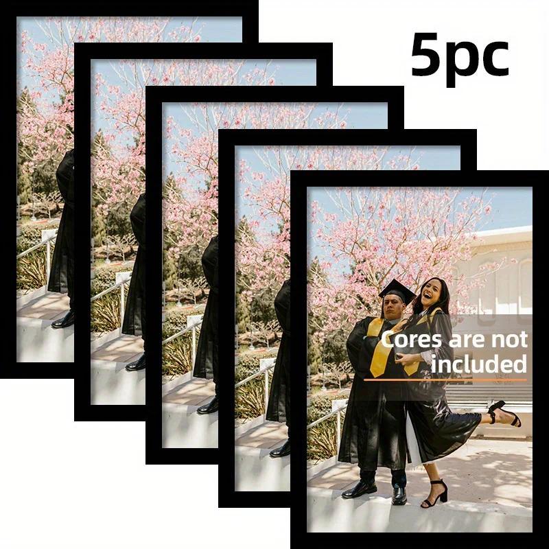 5-Piece Set A4 Black Wooden Photo Frames for Wall 21x30CM Dual-Purpose Display Hanging Picture Frame