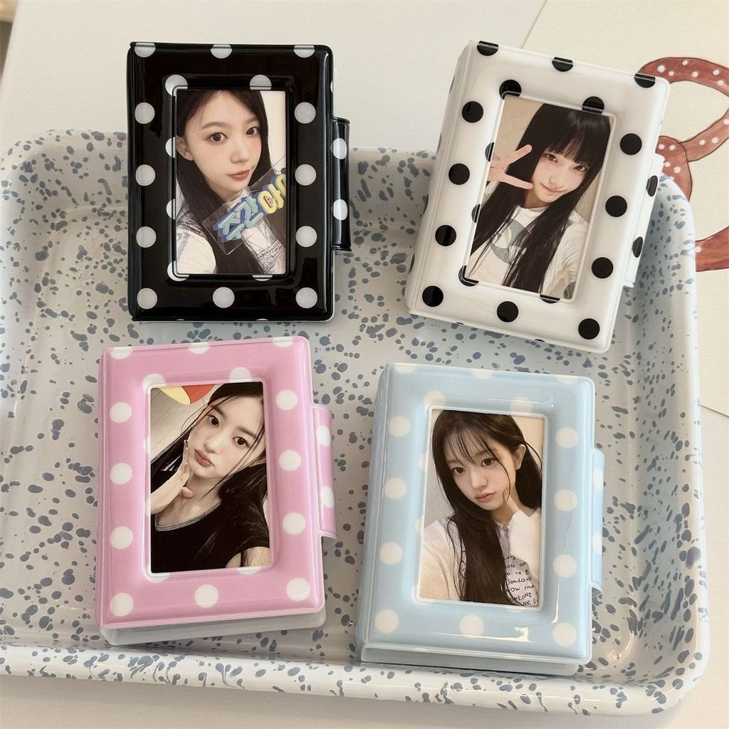 Simple Retro สไตล์เกาหลี Polka Dot 10 ซม.อัลบั้มรูป Aidou Photocard ผู้ถือบัตร Polaroid Star Chasing Storage Display Book