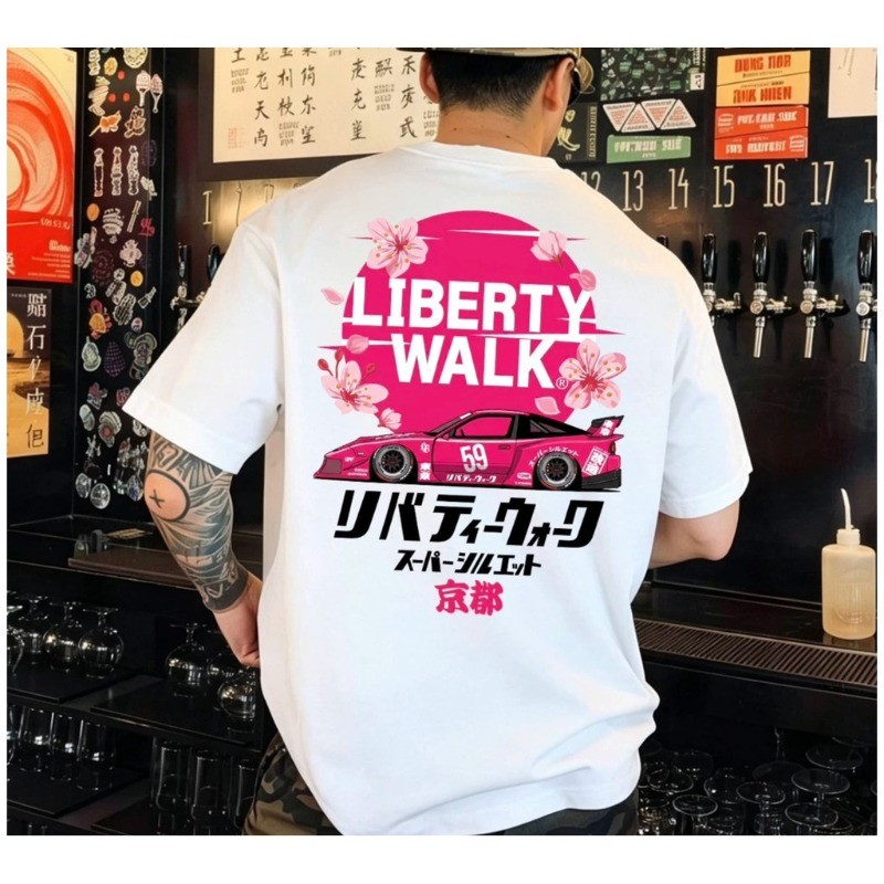 XS-3XL เสื้อคุณภาพพรีเมี่ยม Peach blossom สีชมพูรถพิมพ์ 100% Premium Cotton เสื้อยืดคอกลม Unisex