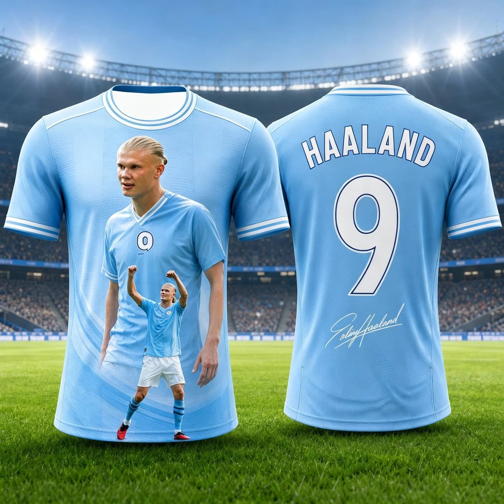 Haaland ที่ระลึกฟุตบอล Jersey Men T เสื้อผู้หญิง Tee Boys Top เด็กผู้ปกครองเด็ก Quick แห้งแขนสั้นเด็