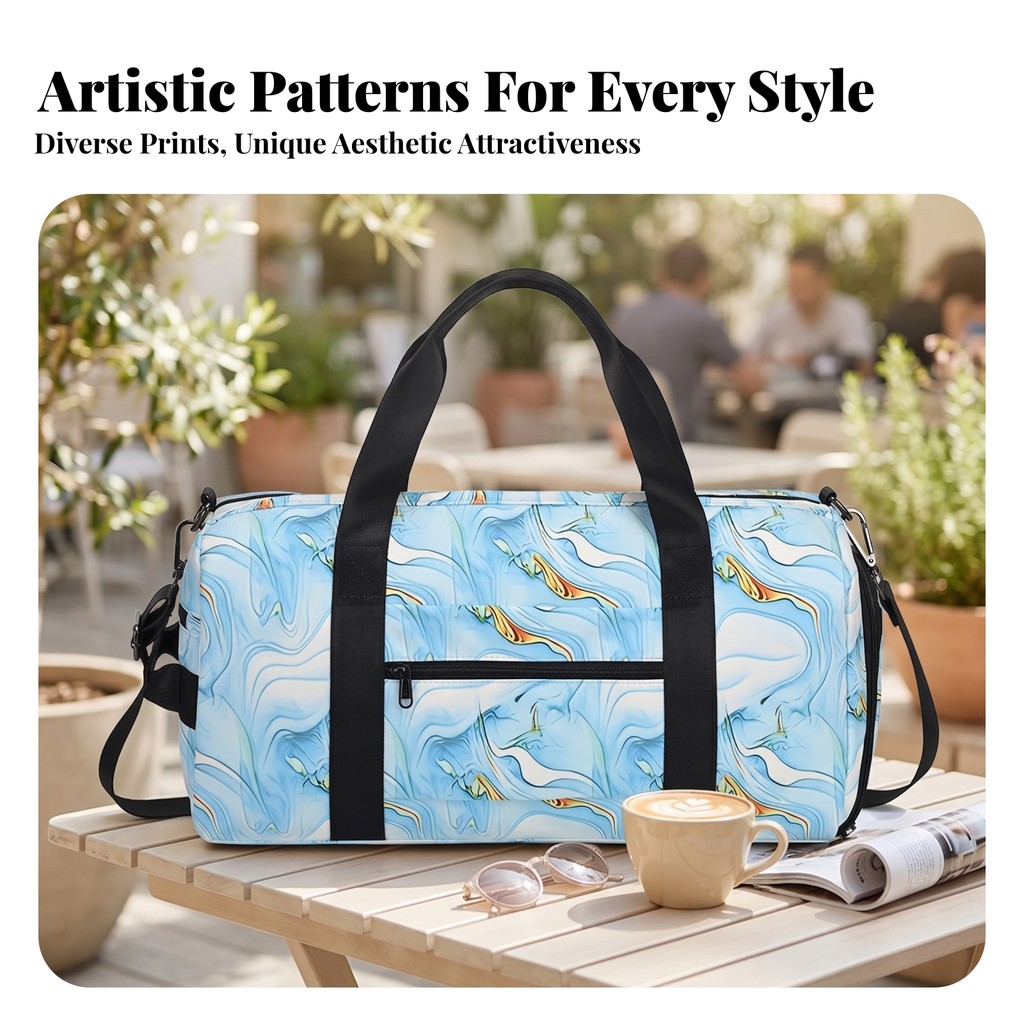 กระเป๋าเดินทาง Duffle ซิปปิดสี่เหลี่ยม Duffel กระเป๋าพกพาพิมพ์กระเป๋าเดินทาง Duffel สําหรับการเดินทา