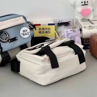 B1097-ผ้าไนลอนเครื่องไล่น้ําน่ารักนักเรียนกระเป๋าสะพาย Overalls Messenger กระเป๋า Casual Class กระเป๋าสะพายเรียบง่าย
