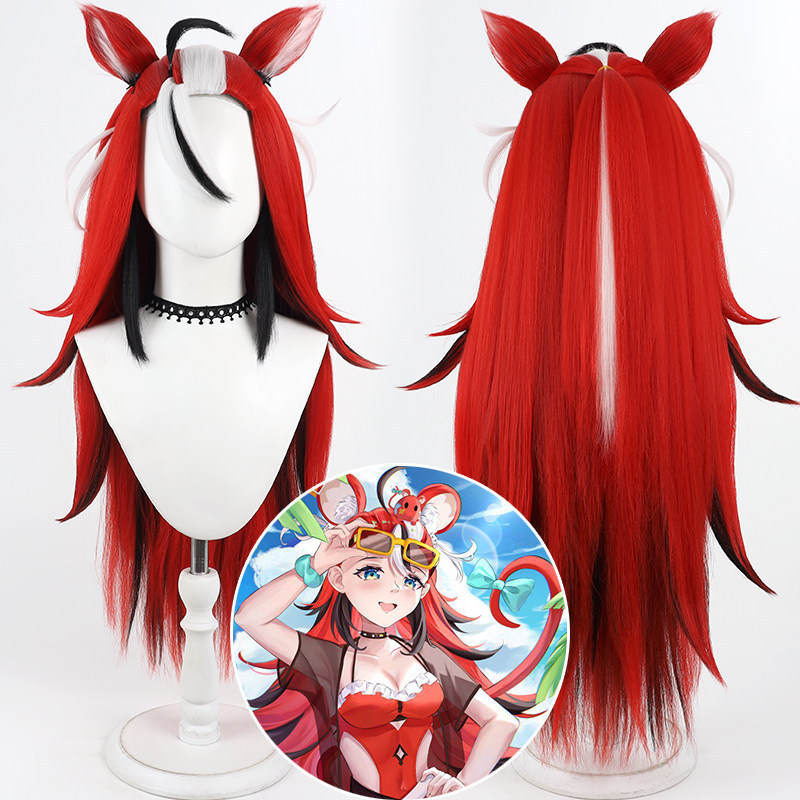 Hololive EN VTuber Hakos Baelz Cosplay Wig, Exclusive Swimsuit Hairstyle Styling Wig for Cos Event