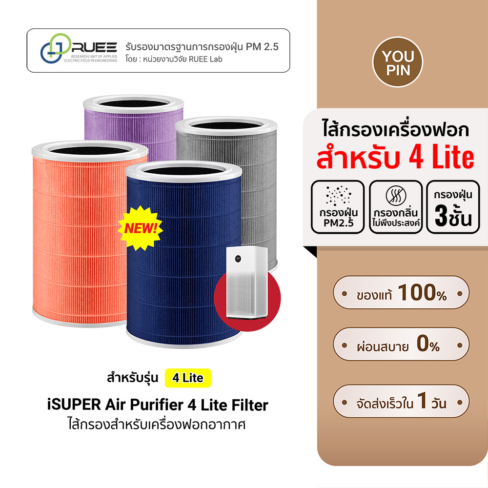(ส่งด่วนฟรี!) iSUPER ไส้กรองสำหรับเครื่องฟอก Xiaomi Air Purifier 4 Lite Filter ต้านแบคทีเรีย กรองฝุ่น PM2.5