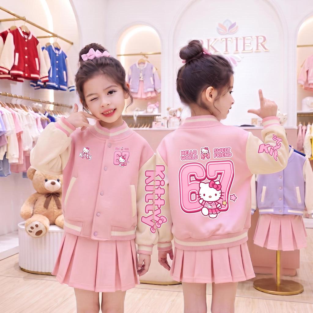 เสื้อคลุมเด็กแขนยาวคอตั้ง สกรีนลาย กันลม กันแดด กันหนาว