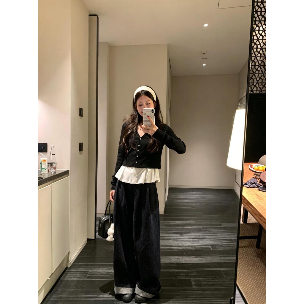B&R كارديغان نسائي بياقة V وطبقتين وهمية — صورة 5