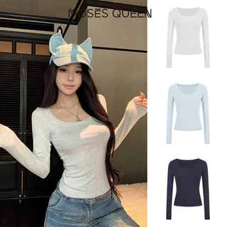 MOSESQUEEN เสื้อผ้ากันแดดสตรี แขนยาว ชั้นในสบายฤดูร้อน กันแดด น้ำหนักเบา ระบายอากาศได้ดี แฟชั่นตัวบน #63079
