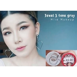 คอนแทคเลนส์ แต่งหน้า เจ้าสาว รุ่น Jewel 3 tone มีสีเทา/ตาล Gray/Brown ค่าสายตา (0.00)-(-7.50)