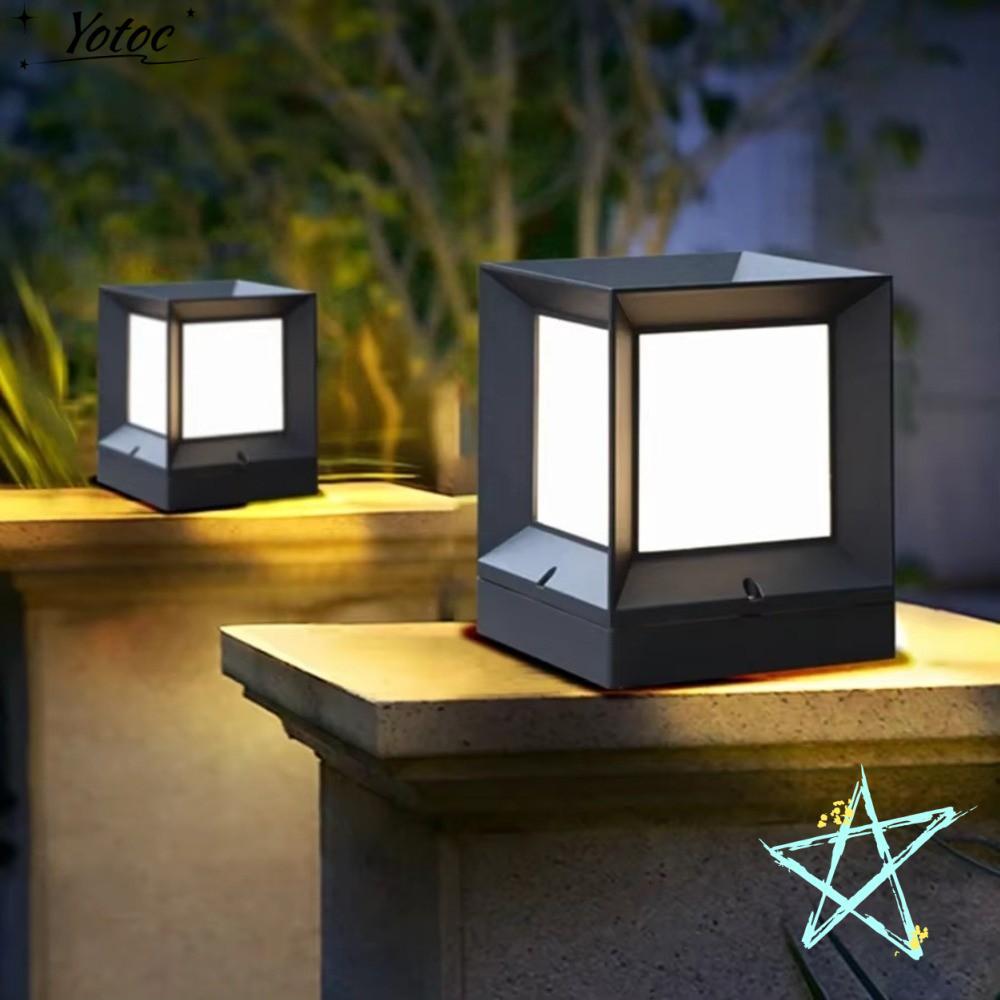 YOTOC ไฟ Led โพสต์กลางแจ้ง, ไฟคอลัมน์ติดตั้งตู้ 220V, โมเดิร์น IP54 คอลัมน์กันน้ํา Pier E27 รั้วหมวก