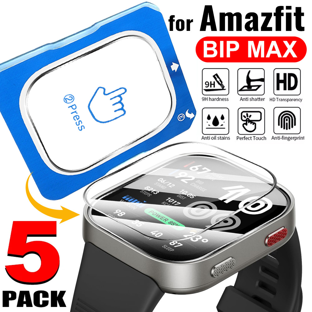 กระจกนิรภัยพร้อมเครื่องมือชุดติดตั้งง่ายสําหรับ Amazfit Bip Max Bip Max Smartwatch HD 9H Anti-Scratc