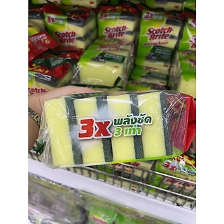 3m สก็อตช์ไบรท์ Scotch Brite ฟองน้ำทำความสะอาด 1แพค มี 4 ชิ้น