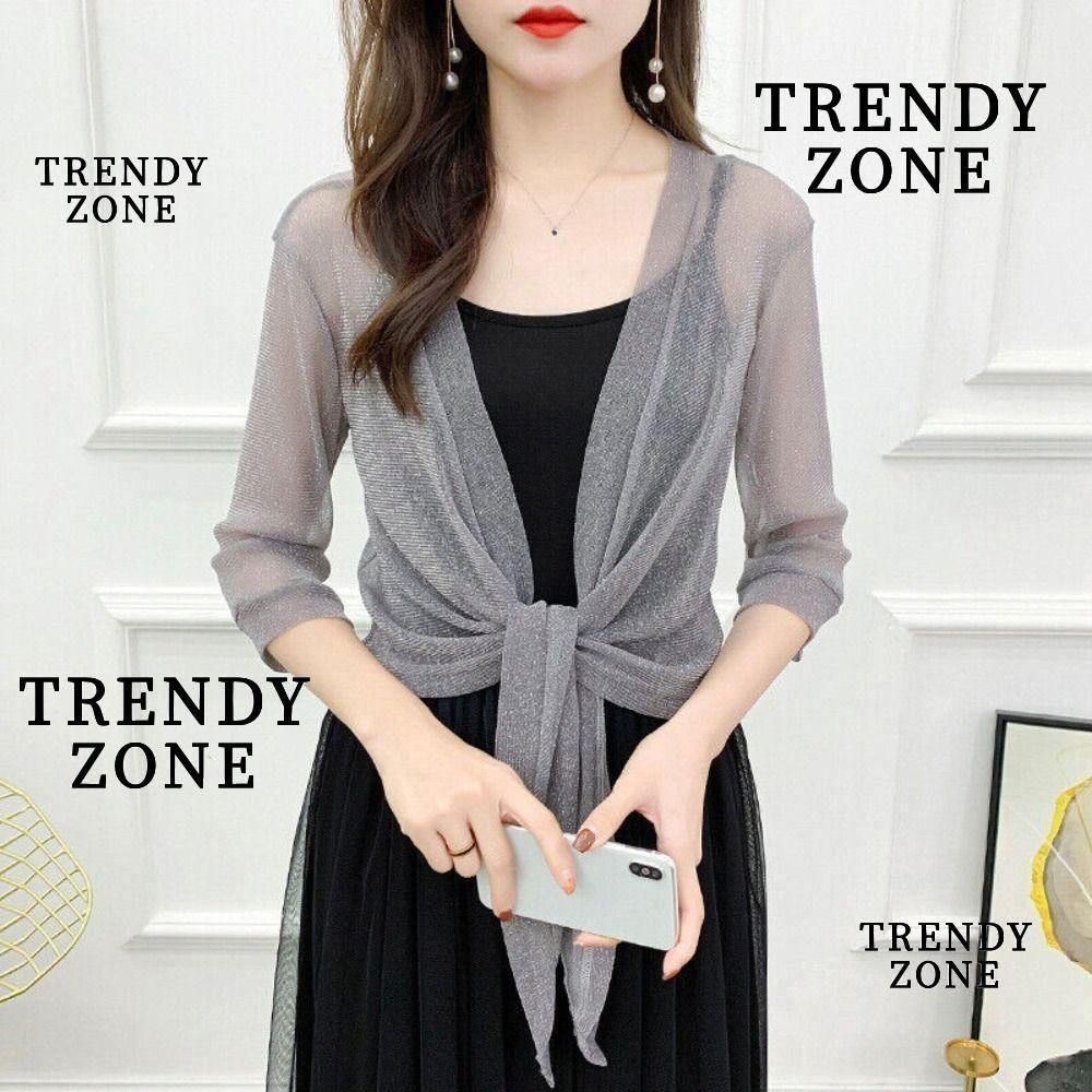 Trendyzone เสื้อคาร์ดิแกน ผ้าคลุมไหล่ โพลีเอสเตอร์ คุณภาพสูง สําหรับผู้หญิง