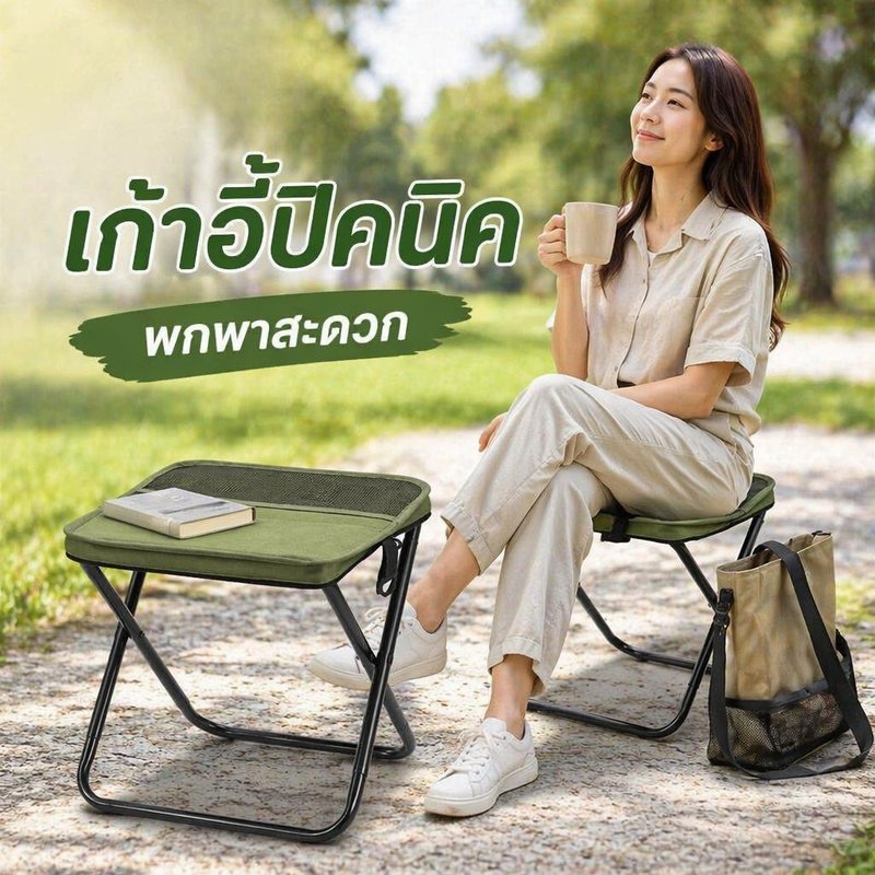 เก้าอี้พับ กระเป๋าเป้เก้าอี้พับ พกพา น้ำหนักเบา เก้าอี้ปิคนิค กลางแจ้ง ตกปลา แคมป์ปิ้ง