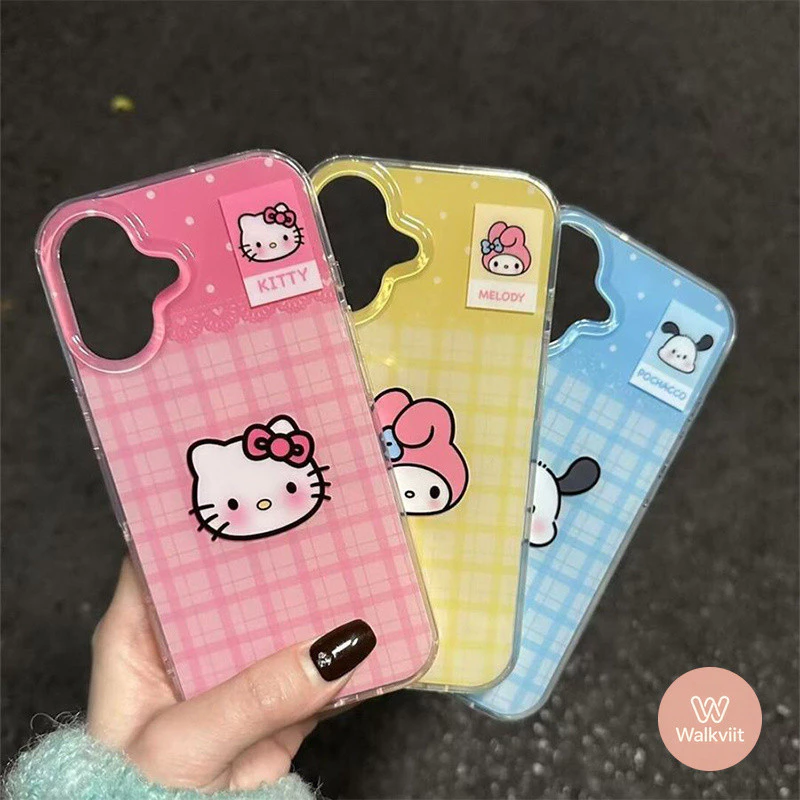 เคส IMD ลายตารางพาสเทล ซานริโอ้ น่ารักมากๆ สำหรับ OPPO Reno 11F 16F 13 15F 16 5 12F 14 6z 14F 8T 11F 10 11 13F 6 5F 5z