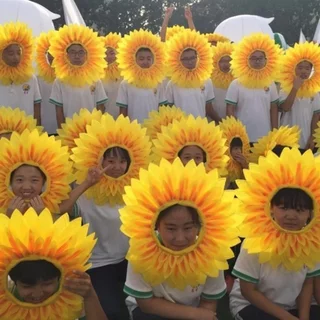 หน้ากากดอกทานตะวัน หมวกดอกไม้แฟนซี กลีบไนล่อน มียางยืด ใส่เต้นรำ ปาร์ตี้ เทศกาล