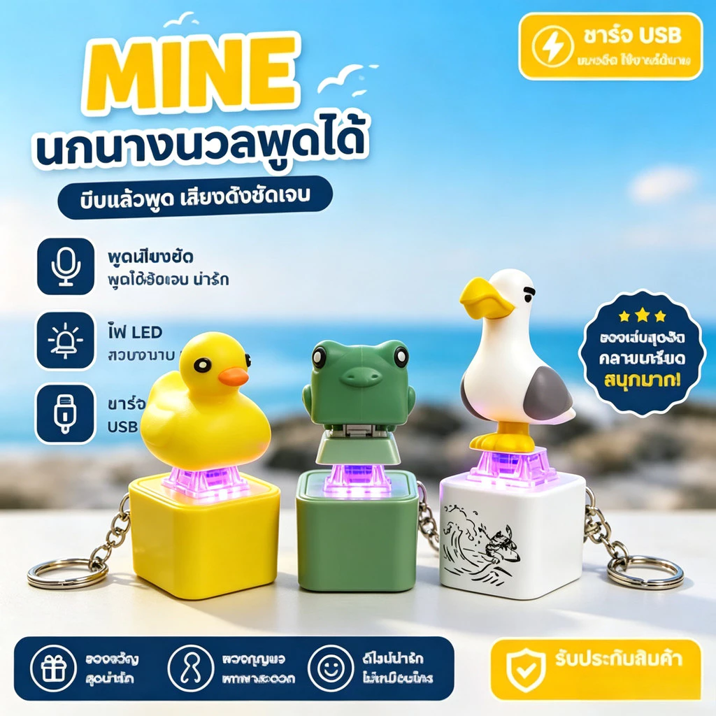 ตลก Seagull เสียงพวงกุญแจความเครียดบรรเทาของเล่น Mine Noise Key แหวนของขวัญที่สมบูรณ์แบบสําหรับเพื่อน