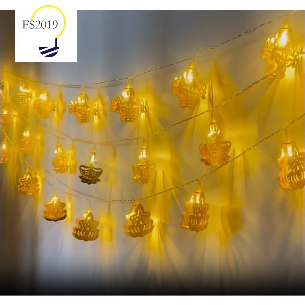 อินเดียDiwali Light String LEDเทศกาลโคมไฟตกแต่งโลตัสเทียนHari Deepavali Light FS2025