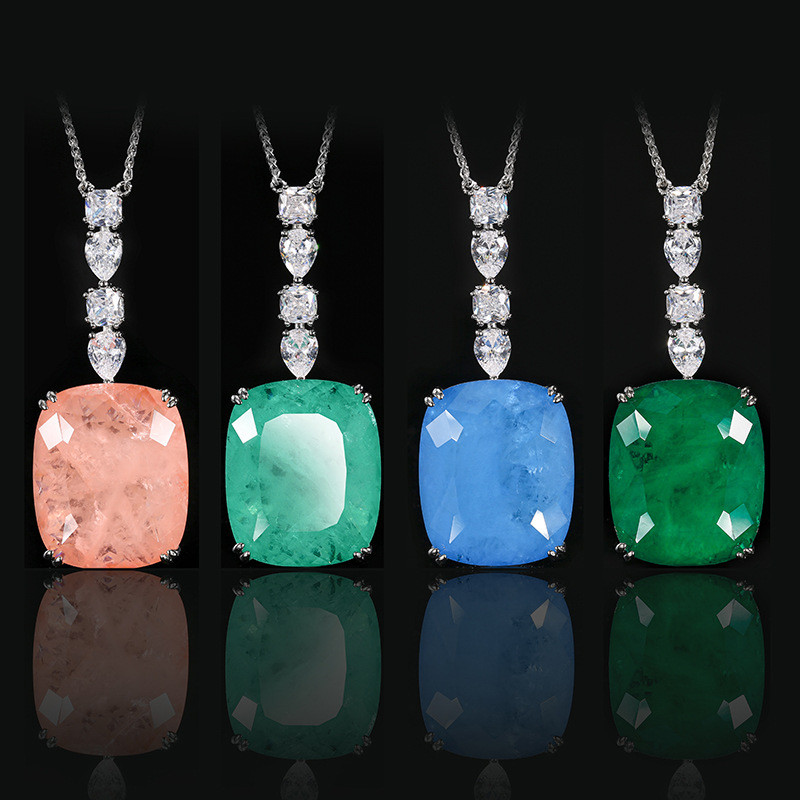 Jewelry Jewelry สร้อยคอ Emerald Paraiba Caibao Retro Jewelry
