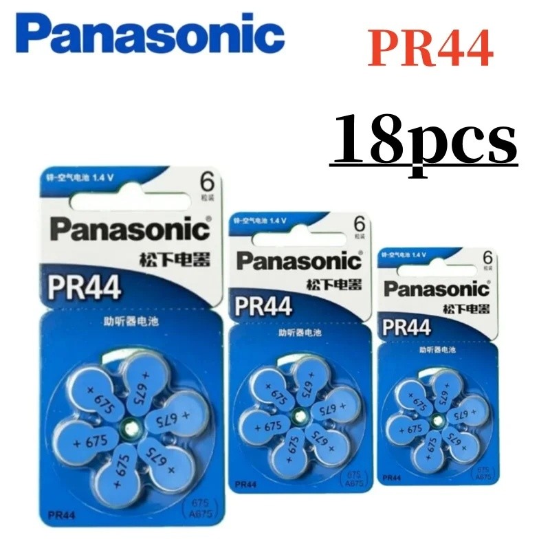 18pcs PR44 Original Panasonic แบตเตอรี่เครื่องช่วยฟังขนาด 675 675A A675 PR44 แบตเตอรี่สําหรับเครื่อง