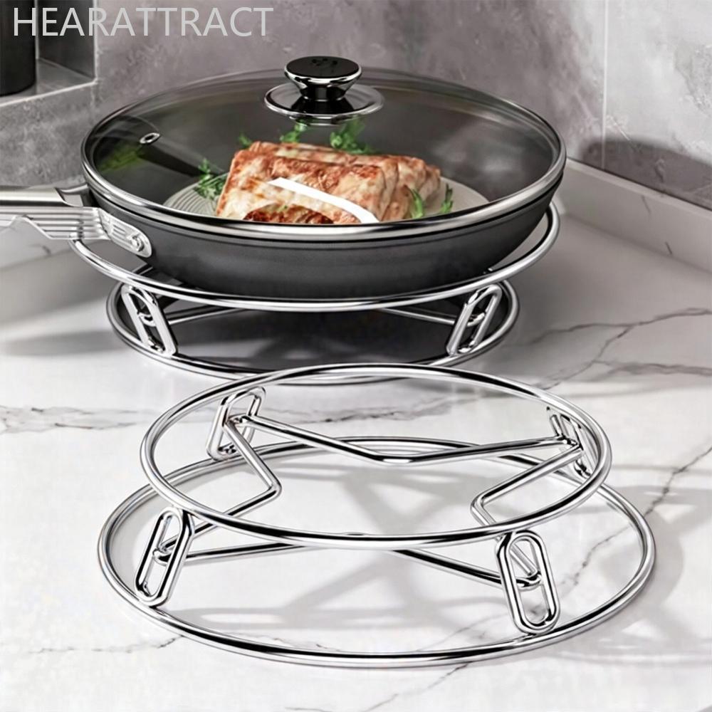 HEARATTRACT สแตนเลส Multi-function หม้อผู้ถือทนความร้อน Anti-scald หม้อ Pan Stand Storage Rack ห้องค