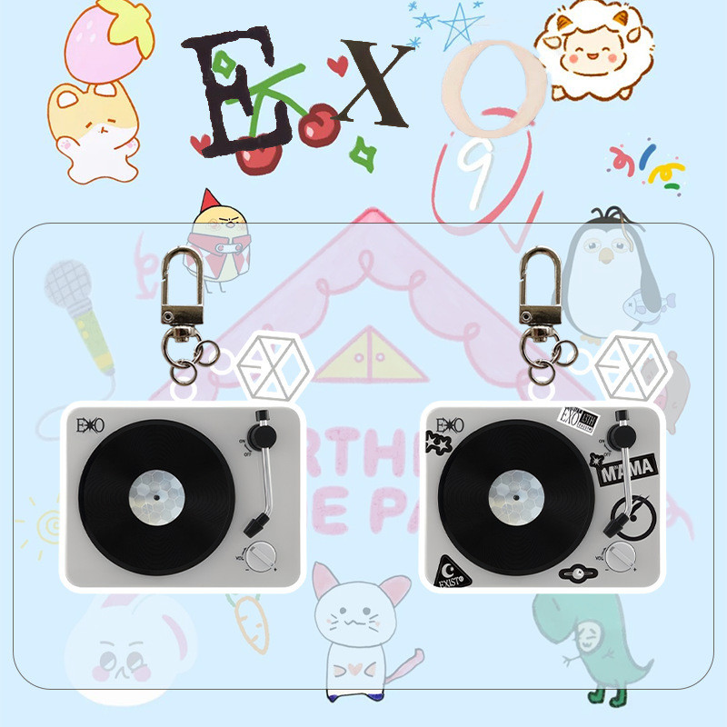 X O Debut 13th Anniversary Same Style CD Machine Cartoon Acrylic Keychain Bag Pendant Accessories