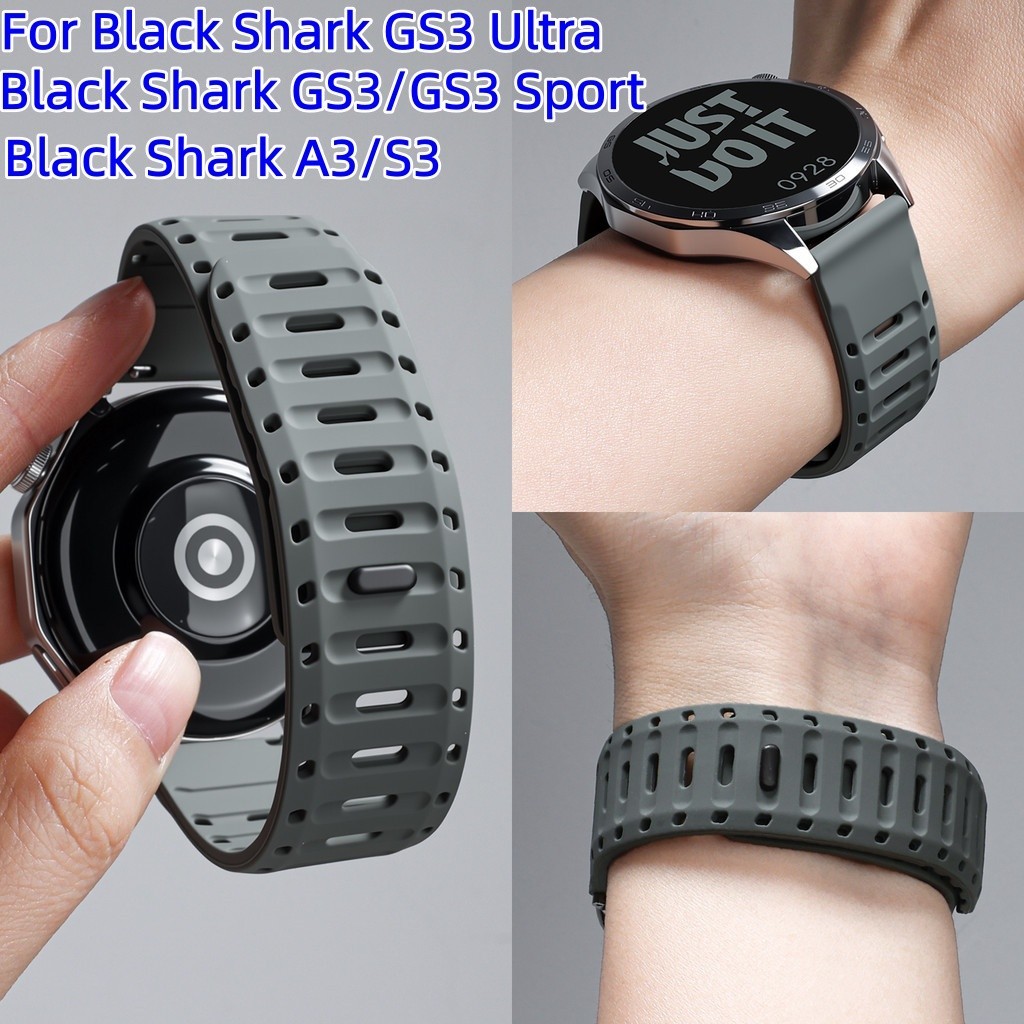 22 มม.ซิลิโคนแม่เหล็กสําหรับ Black Shark GS3 Ultra สายนาฬิกา GS3 สาย Black Shark S3 สายนาฬิกา Black 