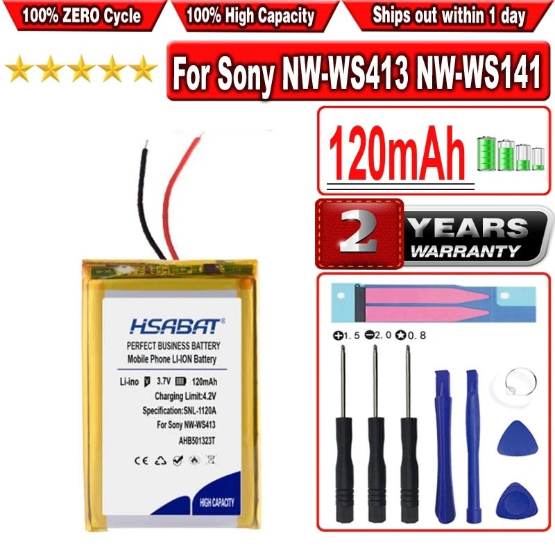 HSABAT แบตเตอรี่ 120mAh สําหรับ Sony NW-WS413 NW-WS141 NW-WS623 NW-WS625 NWZ-W273S NWZ-W273S NWZ-W27