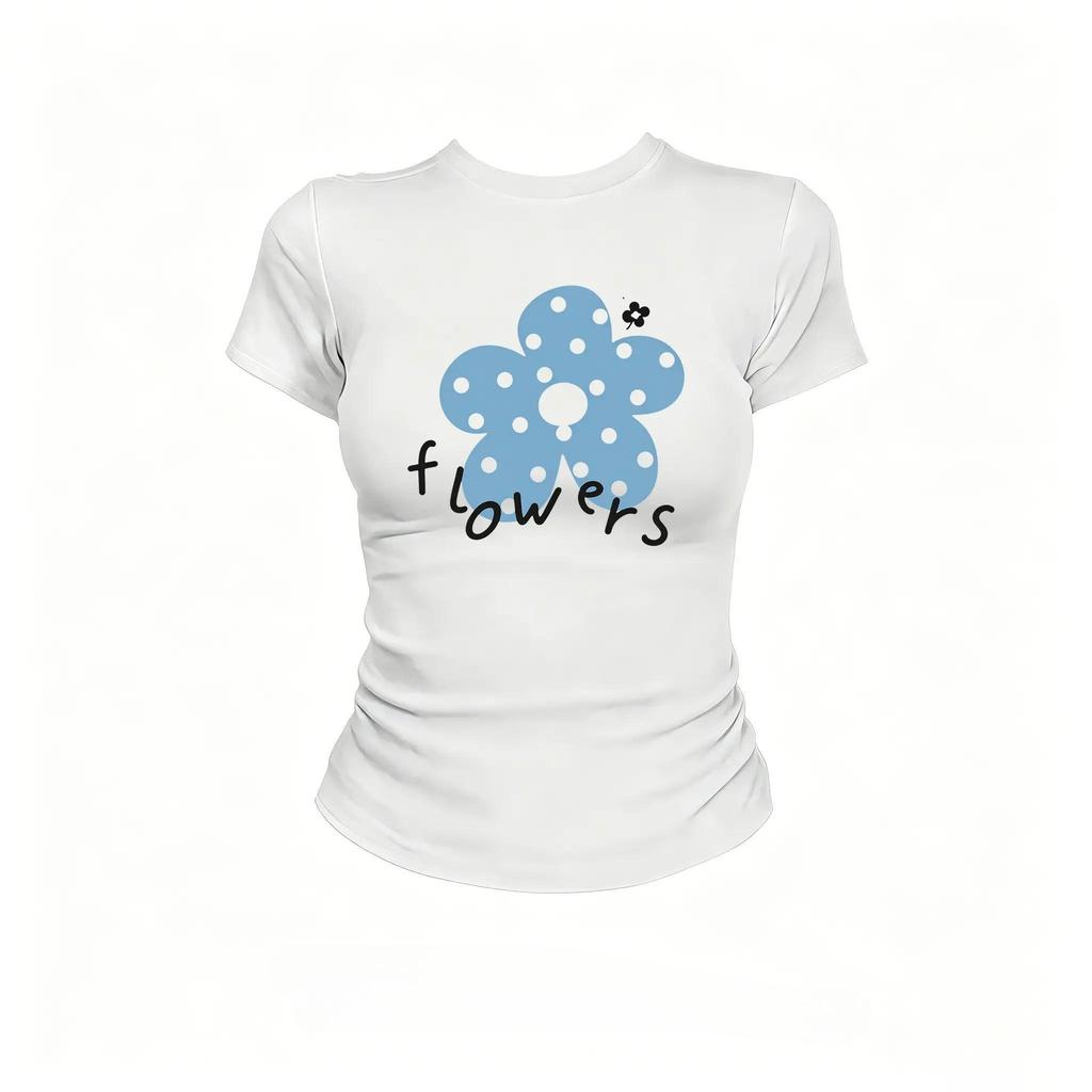 เสื้อแขนสั้นสตรีลายสวย ดีไซน์เท่ มีเฉดสีเยอะ ผ้าฝ้ายบริสุทธิ์ ยืดได้ดี อ่อนโยนต่อผิว