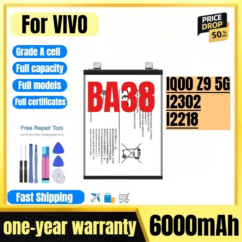 BA38 สําหรับ VIVO IQ00 Z9 5G/I2302/I2218 แบตเตอรี่ 0 รอบคุณภาพสูงความจุสูงเปลี่ยน Bateria เกรด A Cel