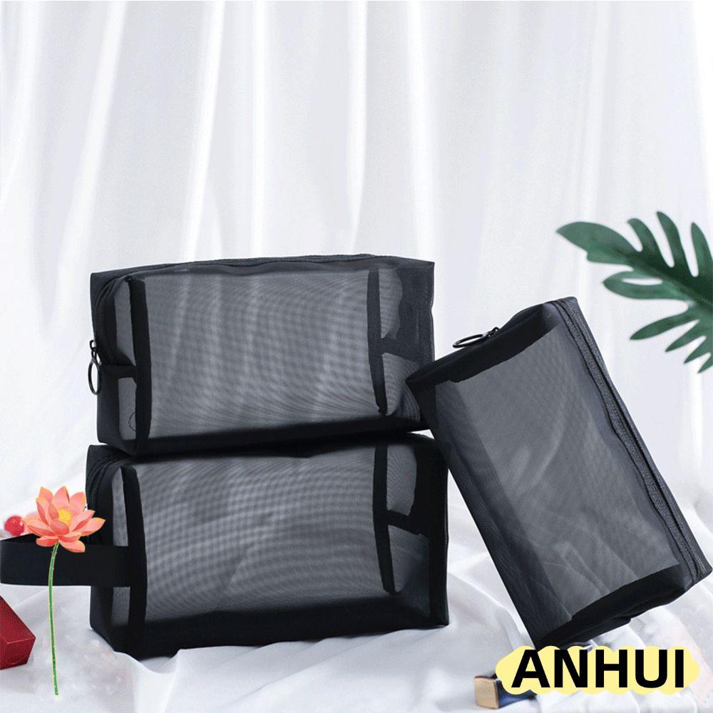 ANHUI กระเป๋าเครื่องสําอางแป้งกระเป๋าจัดเก็บผู้หญิงแพคเกจตาข่าย