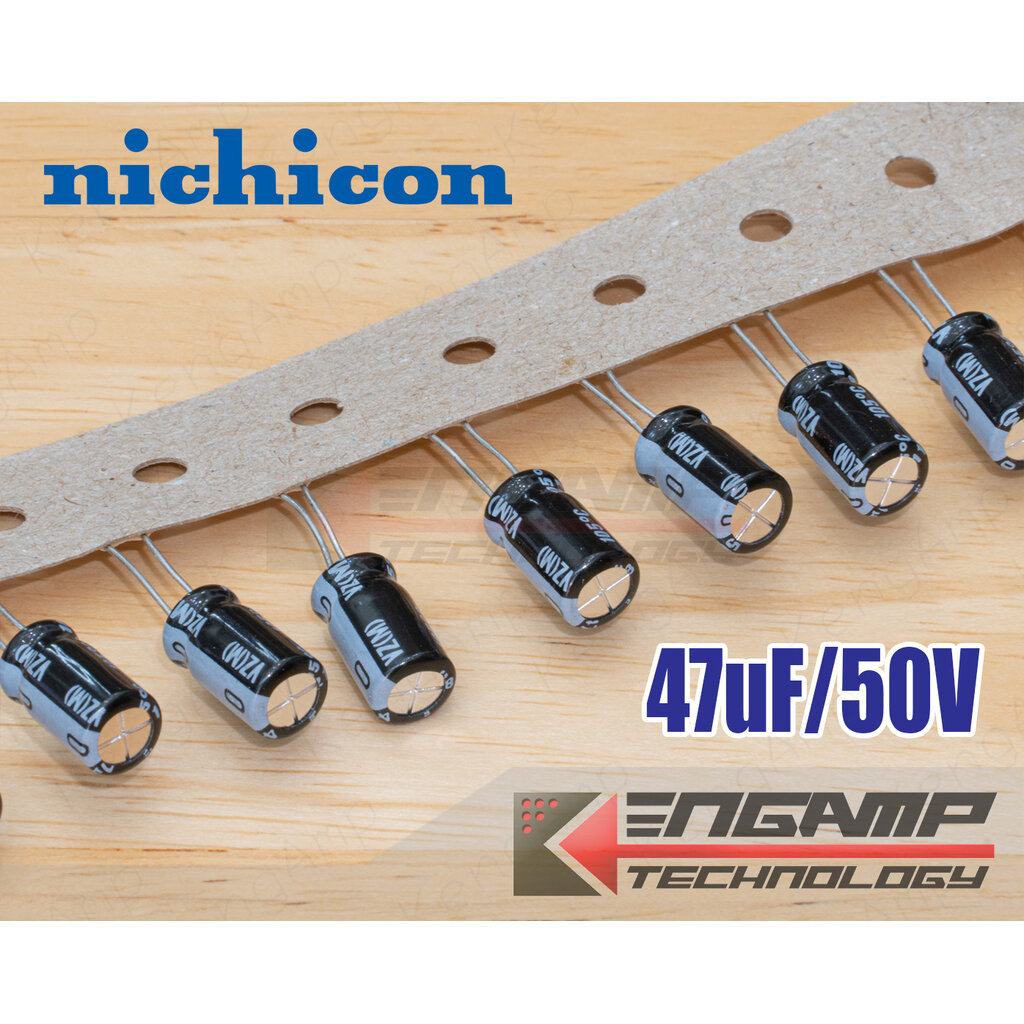 (10ตัว) [E-CAP] 47uF/50V 105 C Nichicon VZ(M) 6.5x12mm P=2mm